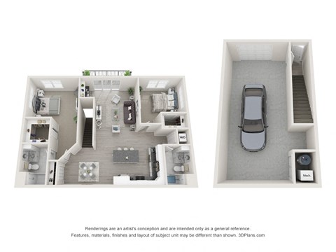 Floor plan for 2 beds, 2 baths, 1330 sqft